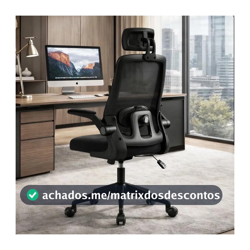 BlidShop Cadeira de Escritório Ergonômica, Suporte 120kg, Ajuste Lombar, Apoio de Cabeça, Tela Mesh Premium, Giratória, Home Office (Preta)