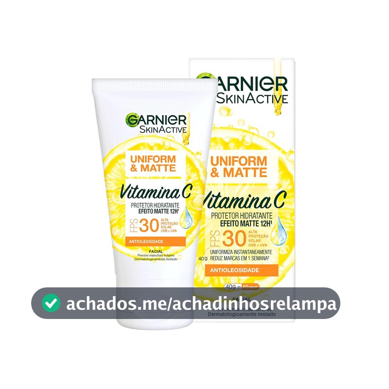 Garnier Uniform & Matte Protetor Solar Facial FPS 30, Sem Cor, 40g