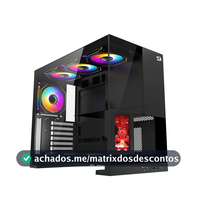 Gabinete Gamer Redragon Eternal Pro Tela LCD 4.3" Preto Sem Fans CA-613B