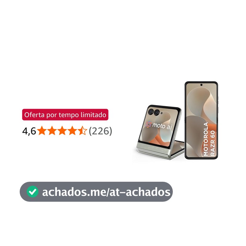 Smartphone Motorola Razr 60-256GB 12GB RAM+12GB Ram Boost Tela dobrável 6,9" pOLED e externa 3,6” Moto AI camera IP48 - Branco