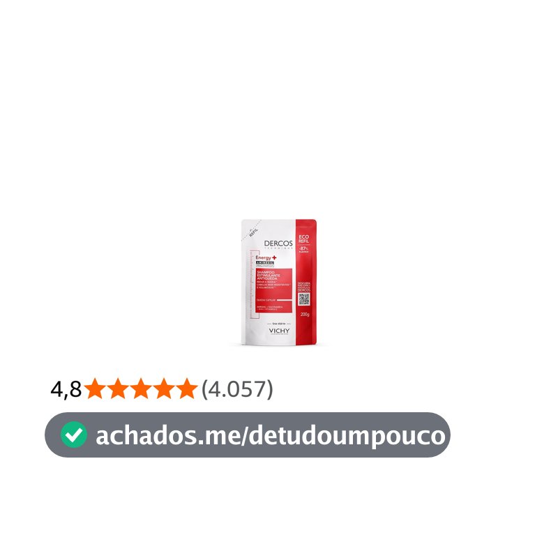 Vichy Dercos Energy+ Shampoo Antiqueda Estimulante Refil, 200g