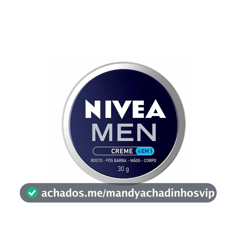 NIVEA MEN Creme 4 em 1 30g, Hidratação Intensa, Evita Ressecamento, Corporal, Facial, Mãos, Pós Barba, Pele Normal e Extrasseca