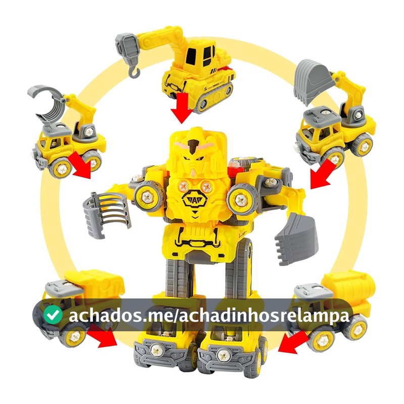Oferta por tempo limitado: Robô KONSTRUX Transformável 5 em 1 — Carrinho Monta Desmonta Veículos de Construção Brinquedo Infantil Menino 3 4 5 6 7 Anos (ROBÔ KONSTRUX)