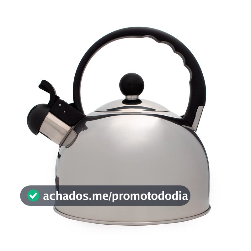 Mimo Style Chaleira Com Assobio de Alerta, Alça e Tampa Flip-up, Capacidade para 2 Litros e Acabamento Espelhado, Produzida em Aço Inox Resistente e Duradouro