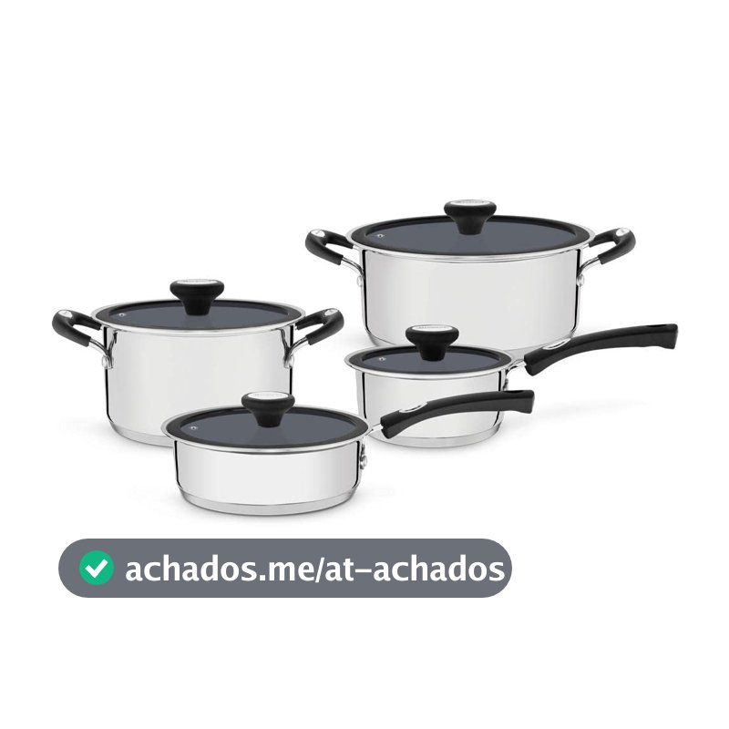 Jogo de Panelas Tramontina Solar Ceramic em Aço Inox Fundo Triplo com Revestimento Interno Cerâmico Grafite 4 Peças