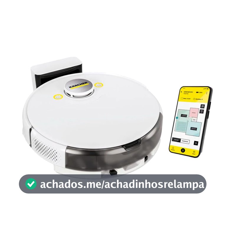 Kärcher Robô Aspirador de Pó RCV 5 com Mapeamento Inteligente, Aspira e Passa Pano.Controle via Aplicativo.Autonomia 120 min. Navegação a Laser LiDAR, Laser Duplo e Inteligência Artificial - Bivolt