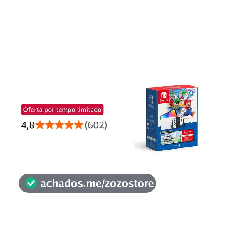 Bundle Nintendo Switch OLED + Super Mario Bros Wonder + 3 Meses de Assinatura Nintendo Switch Online