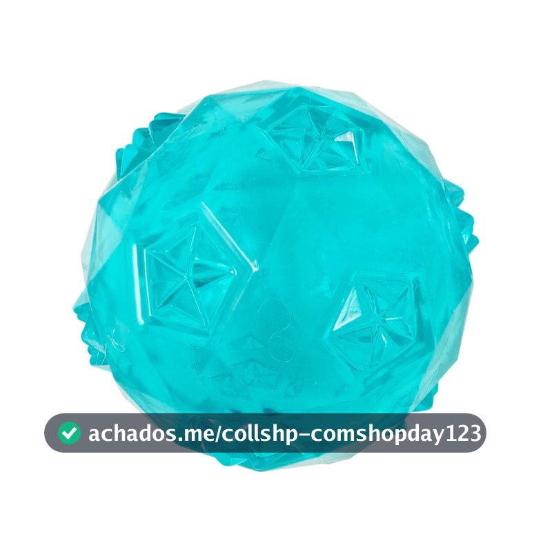 Jambo Pet, Bola TPR Diamond, Com Efeito Sonoro, Ideal Para Cães, Flexível e Macio Para a Mordida, Reduz Estresse, Tamanho e Cores Sortidas (Pequeno, Azul)