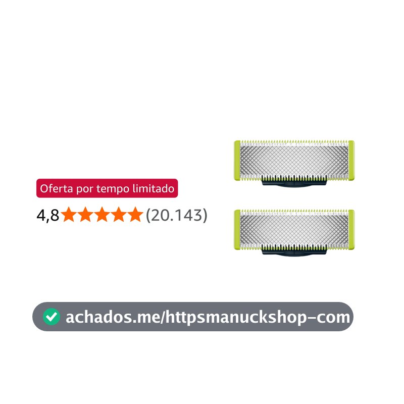 Philips OneBlade QP220/51 Lâminas de Reposição Masculinas em Aço Inoxidável – Pacote com 2 Unidades