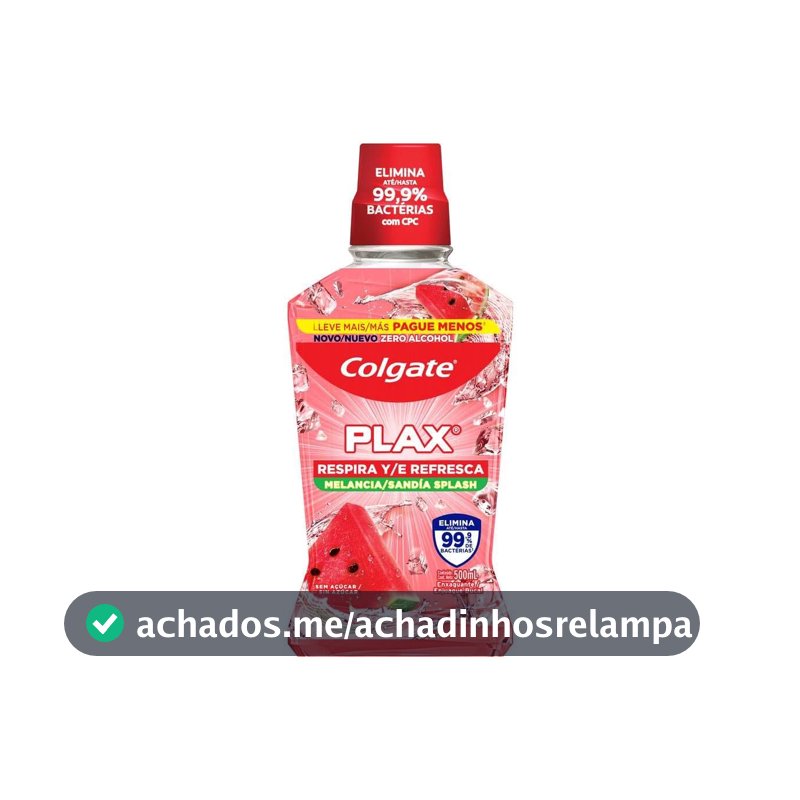 Enxaguante Bucal Colgate Plax Respira e Refresca, Melancia, 500ml
