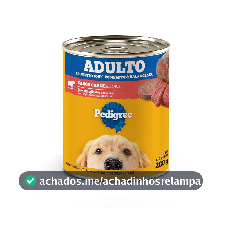 Pack de Ração Úmida Pedigree Lata Patê de Carne para Cães Adultos 280 g - 24 unidades