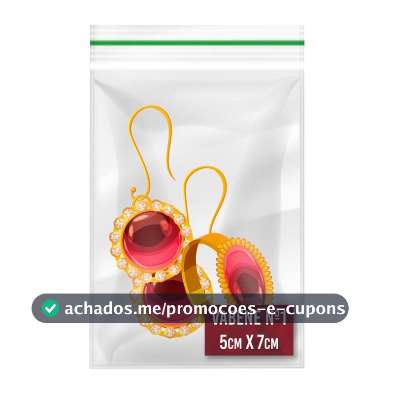 Saco Zip, Vabene, Transparente, Nº 1, 5x7 cm, Pacote com 100