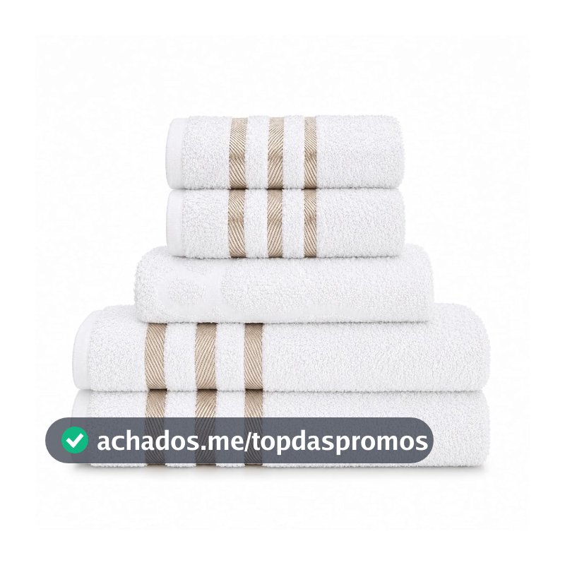Jogo de Toalhas Luciana Marcotex 5 Peças (2 Banho, 2 Rosto e 1 Piso Chevron) 100% Algodão - Branco