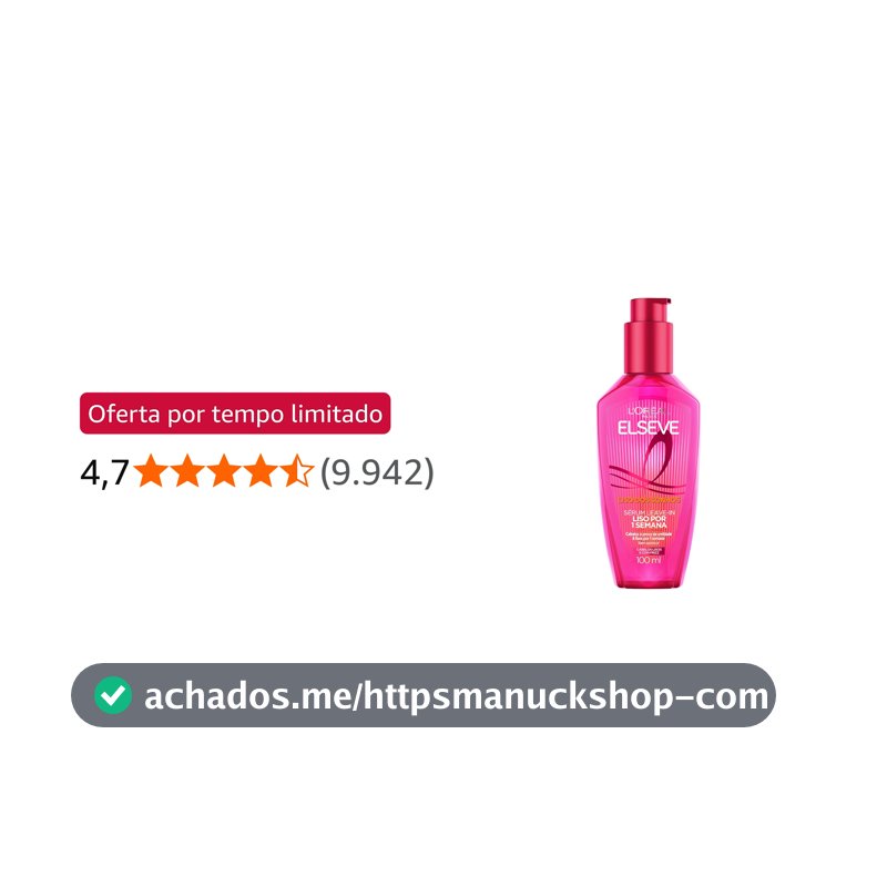 L'Oréal Paris Elseve Sérum Leave-in Liso dos Sonhos com Tecnologia Ativada por Calor, Antifrizz, Protetor Térmico e Barreira Contra Umidade, 100ml