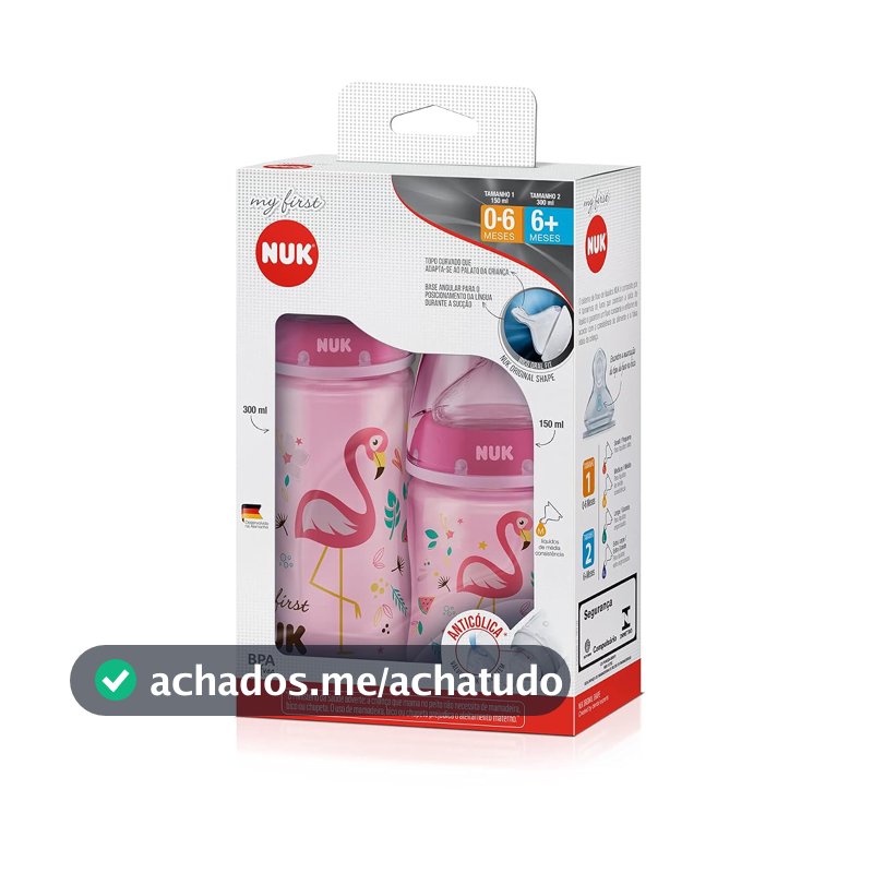 NUK Kit Mamadeira My 1St S1 150Ml S2 300Ml Girl - Rosa 2 Unidades