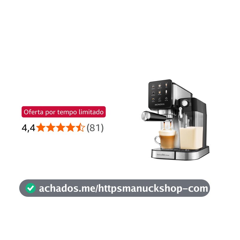MONDIAL, Cafeteira Espresso Automática Dolce Latte 20 bar, Preto/Inox 1250W, 110V - CCL-01