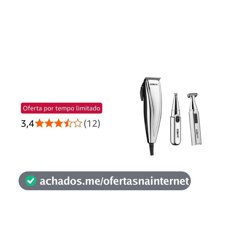 Máquina de Cortar Cabelo 3 em 1 Conair com Trimmer e Aparador de Nariz/Orelha 127V