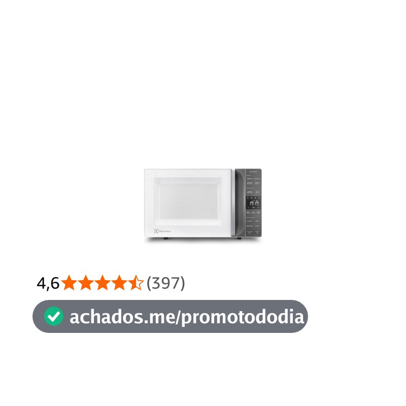 Micro-ondas Electrolux 23L Branco Efficient com Descongelamento Assistido (ME23B) 127V