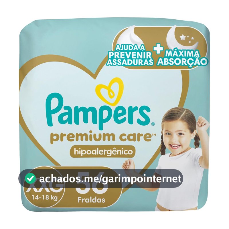 Fralda Pampers Premium Care Tamanho XXG 56 Unidades