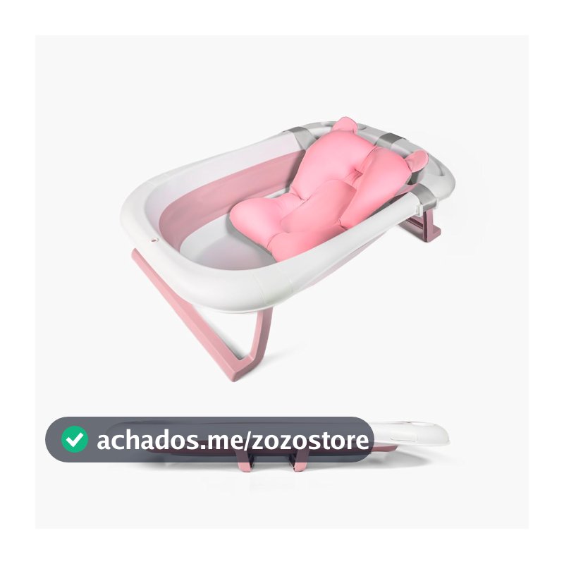 Banheira De Bebê Dobrável Portátil Com Almofada De Banho (Rosa)