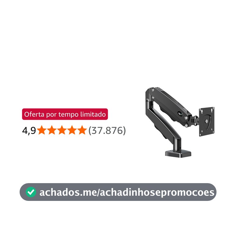 ELG, F80N, Suporte Articulado de Mesa, Pistão a Gás, Design Compacto e Retrátil, Ergonômico, Monitores 17'' a 35'', 2kg a 9kg, Preto