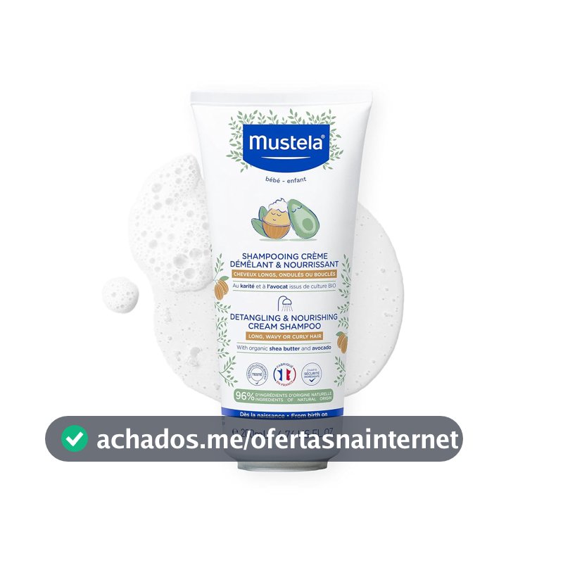 Mustela Shampoo Cachos Desembaraçados 200ml - Para Cabelos Ondulados, Cacheados e Texturizados - Limpa Suavemente, Nutre e Desembaraça