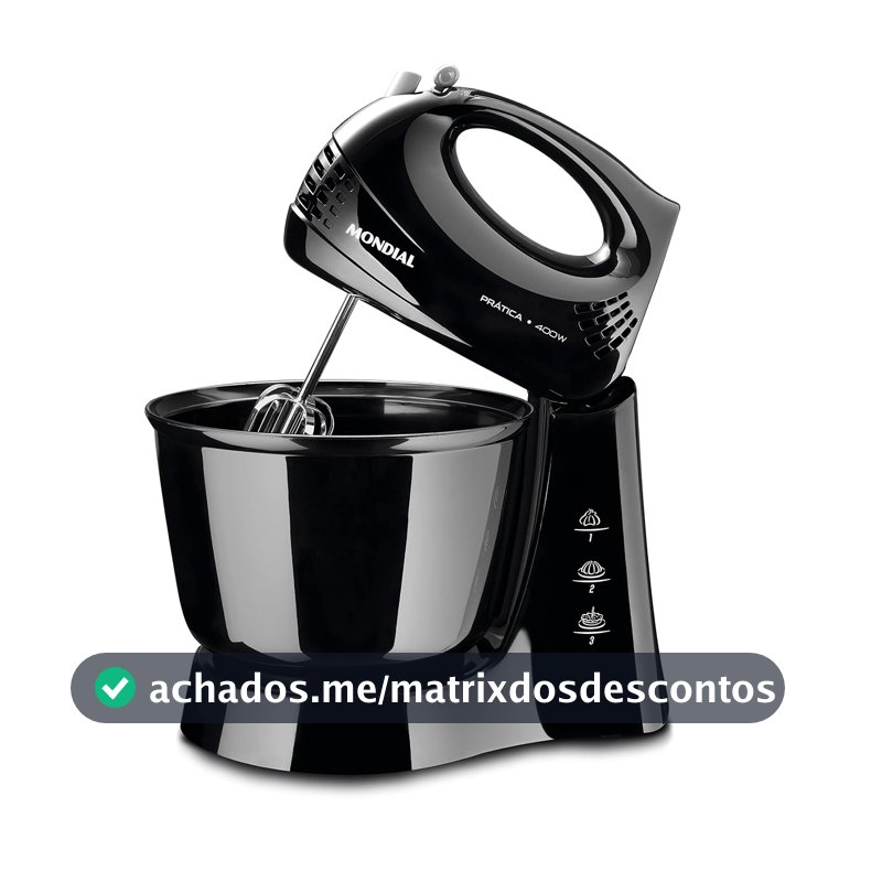 MONDIAL Batedeira Prática, Preto, 400W, 110V - B-44-B