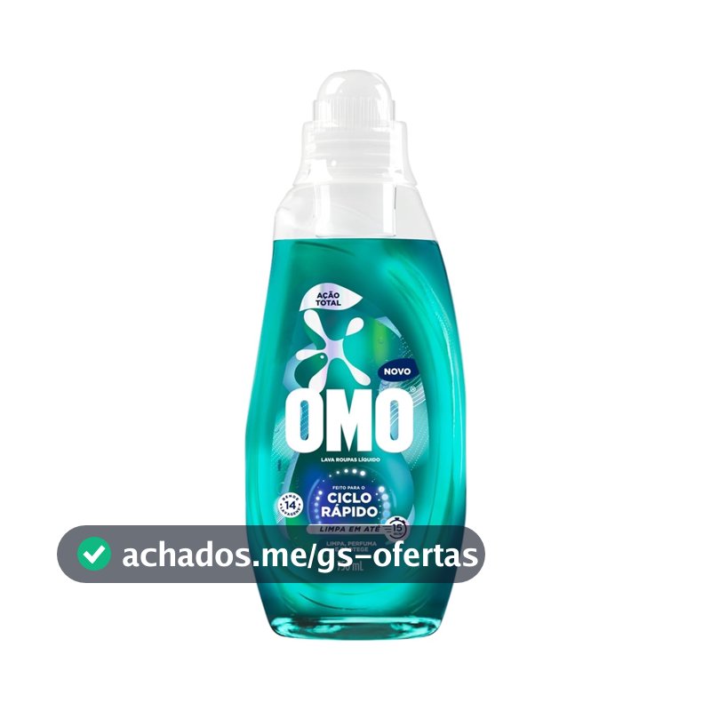Lava Roupas Líquido Ciclo Rápido OMO Ação Total 750 ml