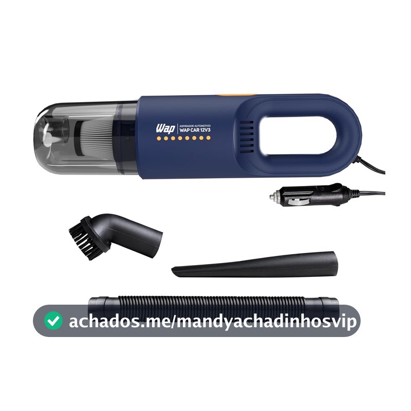 WAP Aspirador Automotivo Portátil 12V, 420ML Sólido, Filto Hepa, cabo de 3,7m CAR 12V3