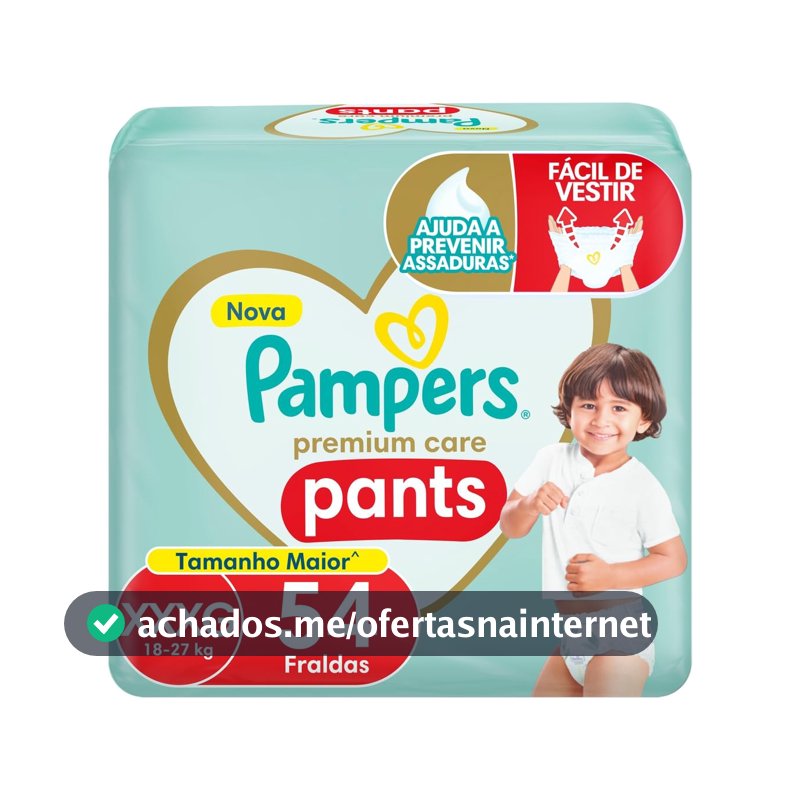 Fralda Pampers Premium Care Pants Tamanho XXXG, 54 Unidades