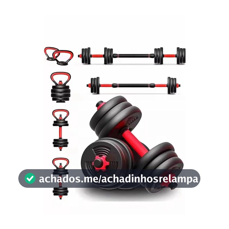 Kit Halteres 6 em 1 Ajustáveis até 15kg Barra Kettlebell Academia em Casa