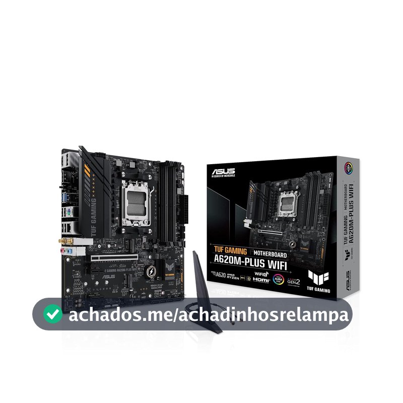 ASUS Placa-mãe para jogos TUF Gaming A620M-PLUS (WiFi) AMD AM5 (Ryzen 7000) microATX (DDR5, PCIe 4.0, 2xM.2 Slots, LAN 2.5Gb, Wi-Fi 6, 2xDisplayPort, HDMI, USB frontal 3.2 Gen 1 Tipo-C, BIOS