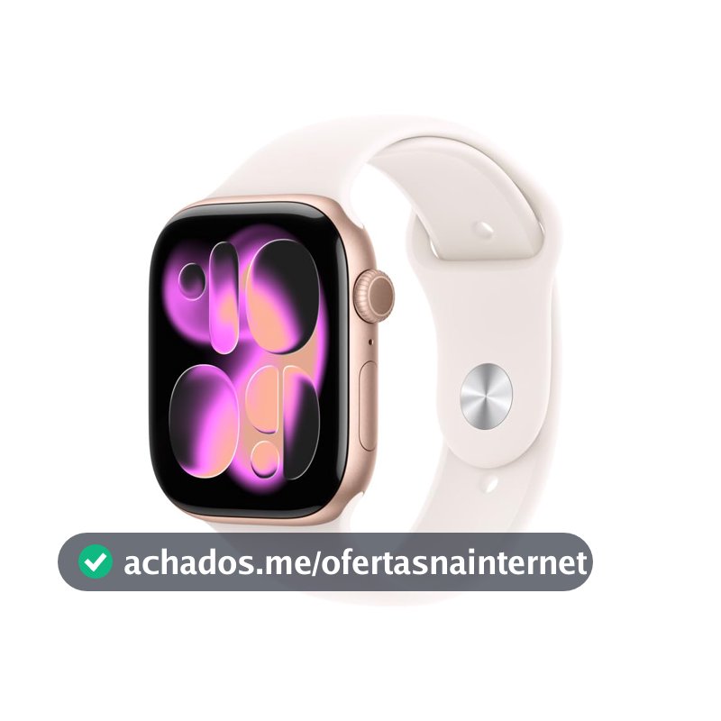Apple Watch Series 11 GPS + Cellular, Caixa em alumínio rosa‑dourado de 46 mm com Bracelete desportiva rosa leve - M/G