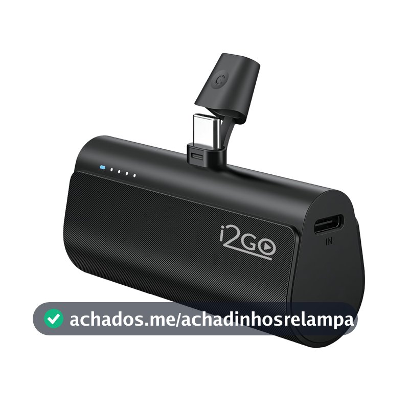 I2GO, Carregador Portátil (Power Bank), Pocket, 5000mAh, Não Necessita Cabos, Modelo USB-C