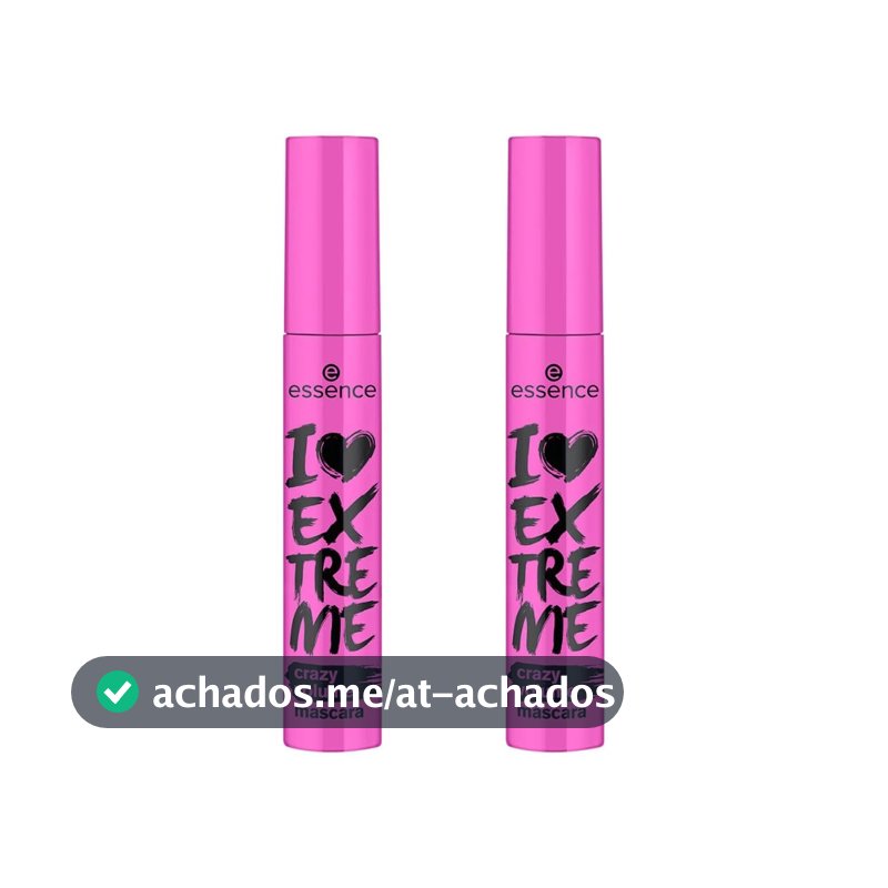 Kit 2 Máscaras de Cílios I Love Extreme Crazy Volume Preta essence, Mega Volume, Alongamento, Preto Intenso, Textura Cremosa