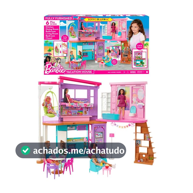 Casa de Bonecas Barbie Malibu Dois Andares Rosa Mattel
