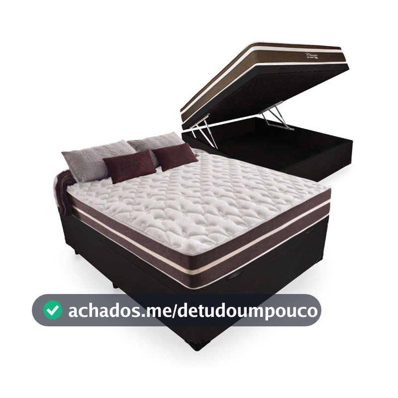 Cama Box Com Baú Casal + Colchão De Molas - Anjos - Classic Superlastic 138cm
