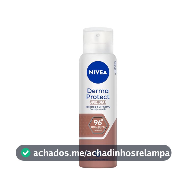 NIVEA Desodorante Antitranspirante Aerossol Derma Protect Clinical 150ml, Defesa Intensa 96h, Controle de Suor Extremo, Toque Suave, Protege a Pele