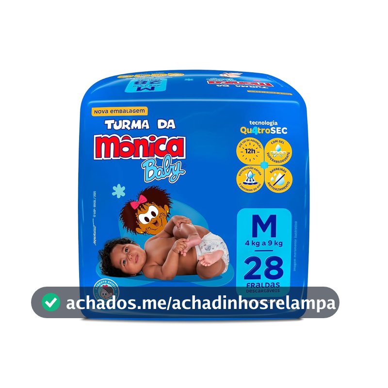 Fralda Turma da Mônica Baby Jumbo M 28 Unidades