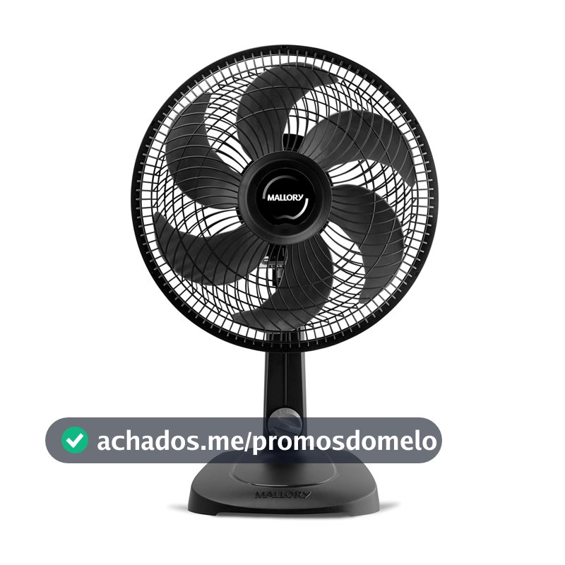 Ventilador de Mesa Mallory Turbo Compact 30 cm, Silencioso, Hélice de 6 pás, Grade Especial em Sistema TS, Máxima Vazão e Mínimo Ruído - 220V