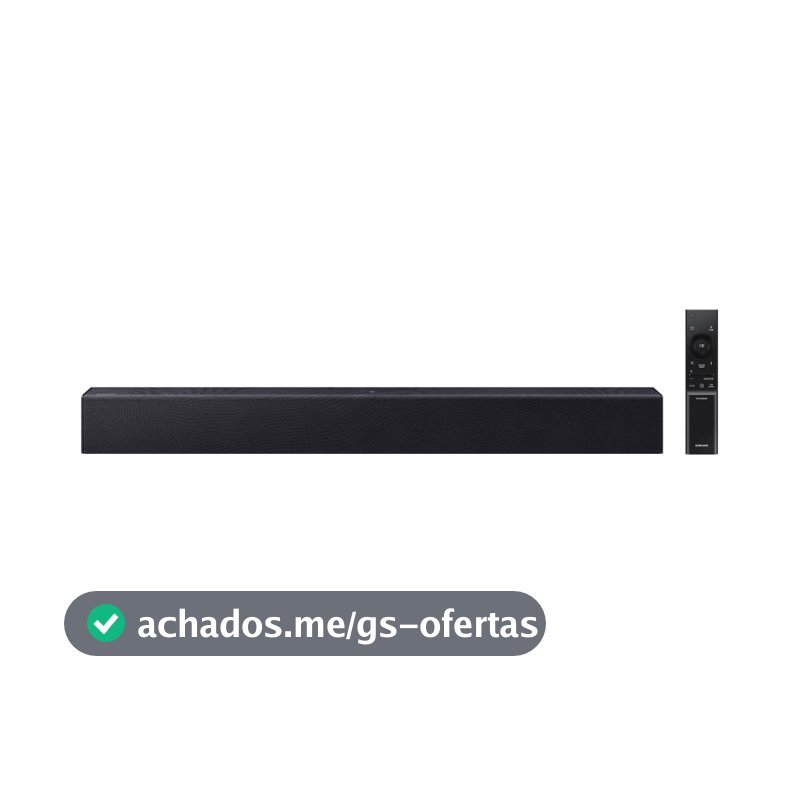 Soundbar Samsung HW-B400F, com 2.0 canais, Bluetooth, Subwoofer integrado e HDMI ARC