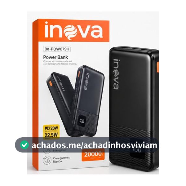 Power Bank com CaboIntegrado, Carregador Portátil de 20000mAh com Carga Rápida, Múltiplas Portas, Design Leve e Proteção Inteligente para Dispositivos iOS e Android/USB/Type-C/Preto(BA-POWO79H)