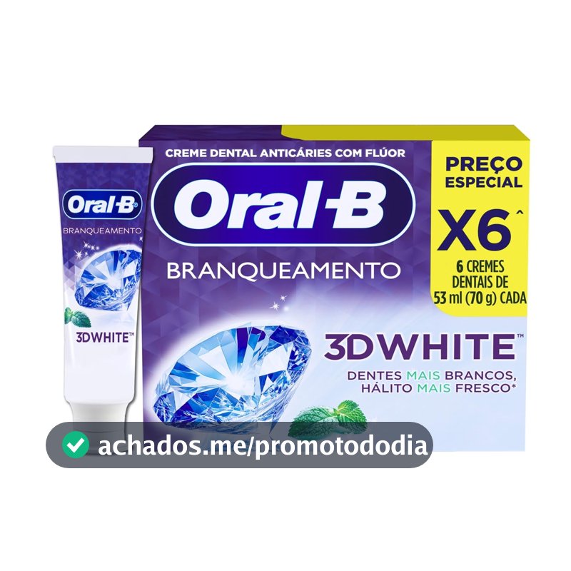 Oral-B Pasta de Dente 3D White Branqueadora, 6 Unidades 70 g