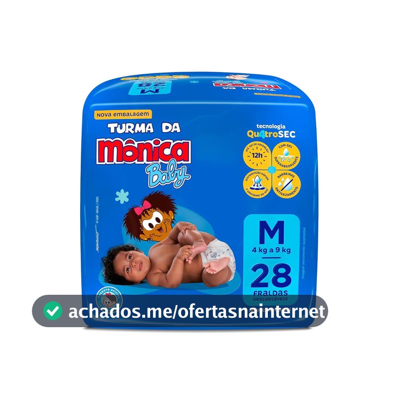 Fralda Turma da Mônica Baby Jumbo M 28 Unidades