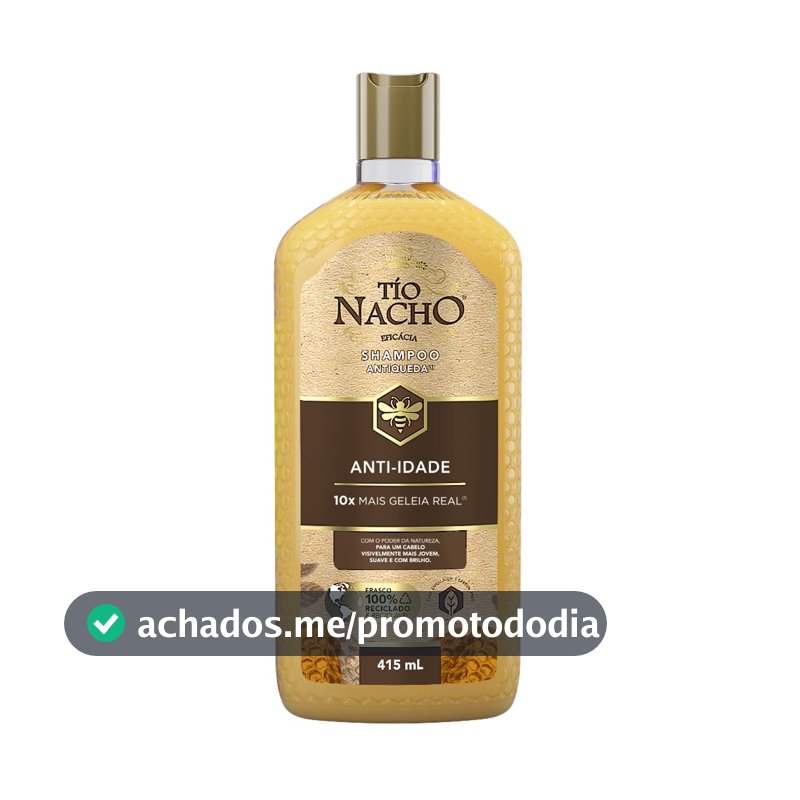 Tío Nacho Shampoo Anti-idade Antiqueda Natural com Geleia Real Concentrada – Reparação dos Fios Fragilizados, Crescimento Saudável e Nutrição Capilar 415ml