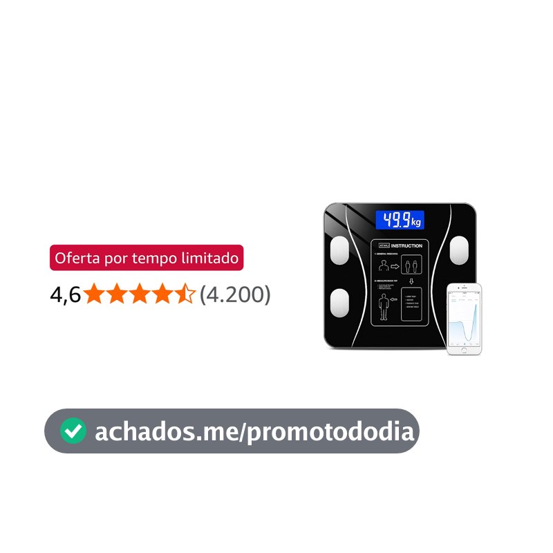 Balança Corporal Bioimpedância Premium Com Visor Inteligente Bluetooth Composição Corporal Peso Controle da Sua Saúde Completo Com Aplicativo
