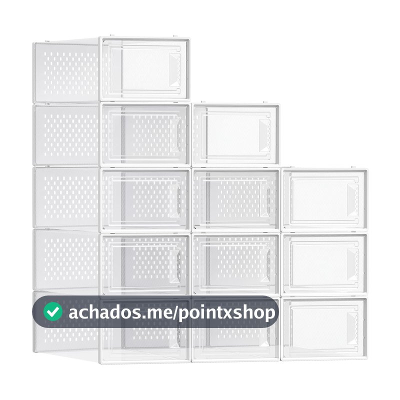 SONGMICS Caixas para Sapatos, Conjunto de 12, Dobráveis e Empilháveis