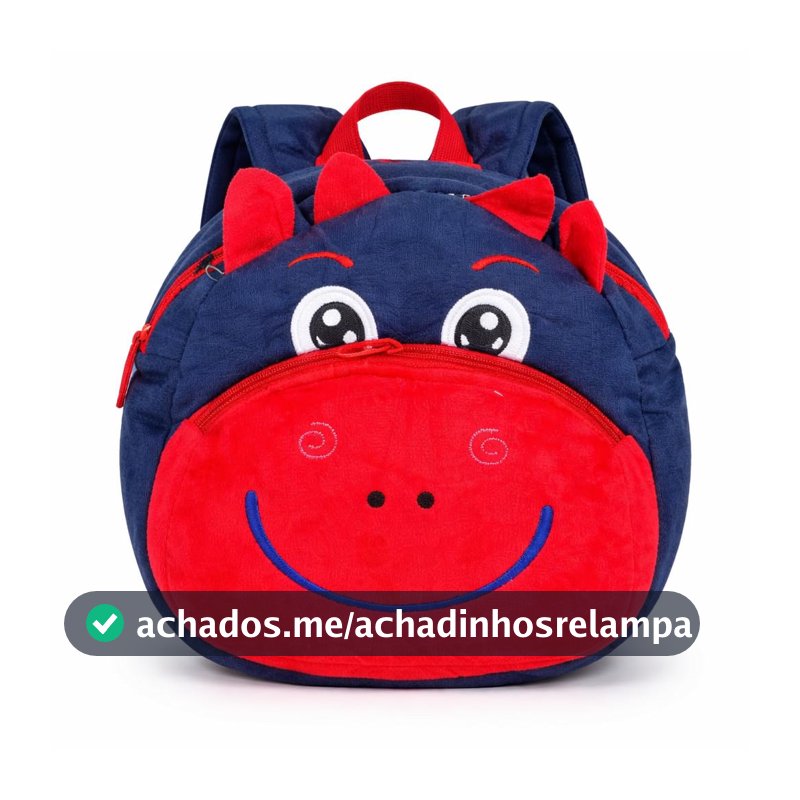 Mini Mochila Infantil de Bichinhos em Poliéster Tipo Pelúcia 2 Bolsos, Alça Regulável, Leve e Resistente para Escola, Passeio e Dia a Dia Estampa de Animais.