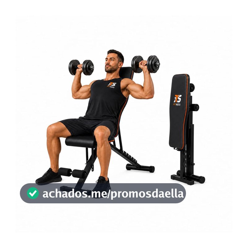 Banco Regulável de Academia 3 em 1, Supino Reto, Inclinado e Declinado, Dobrável, Estrutura em Aço, Suporta até 150kg, Preto ITS Fitness