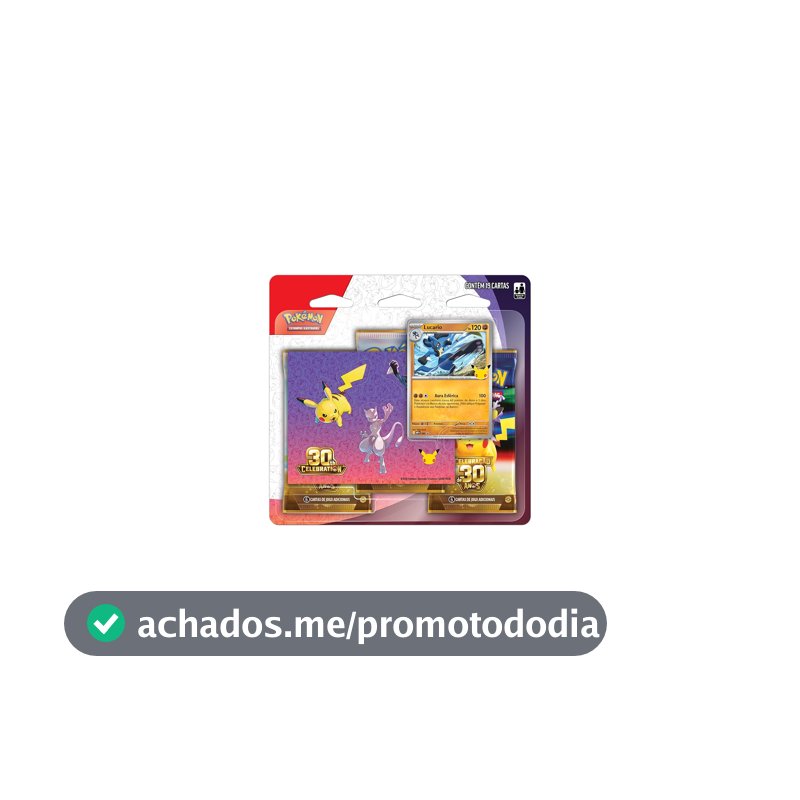Pokémon TCG, Celebração de 30 anos – Blister Triplo com Adesivo Pokémon Lucario